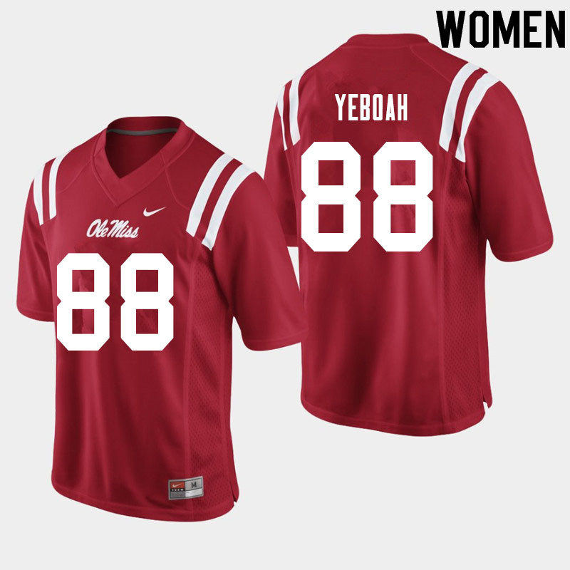 Women #88 Kenny Yeboah Ole Miss Rebels College Football Jerseys Sale-Red